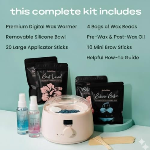 KoluaWax Blush Waxing Kit for Hair Removal - 14oz Beginner Friendly