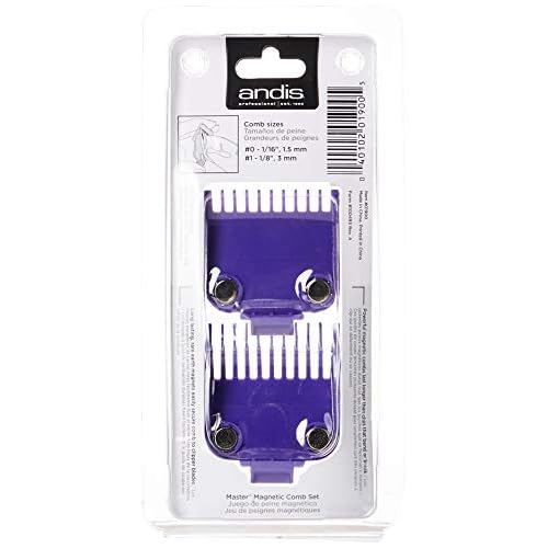 Andis 01900 Master Magnetic Comb Set ? Made Up of Polymer Material, Includes Long-Lasting Magnet Infused with Nano Silver Technology ? Fits Series MBA, MC-2, ML - 2 Pieces, Purple