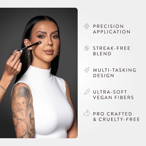 BK BEAUTY - NIKKI LA ROSE N16 PRO CONCEALER BRUSH ? Precision Blending for Under-Eye & Spot Concealing, Flawless Coverage Without Streaks