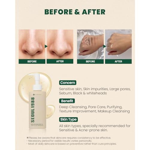 K-SECRET SEOUL 1988 Cica Cleansing Oil ? Deep Pore Cleansing & Gentle Exfoliation | Daily Oil Cleanser for Sensitive Skin | Korean Skincare, 200ml / 6.76 fl oz
