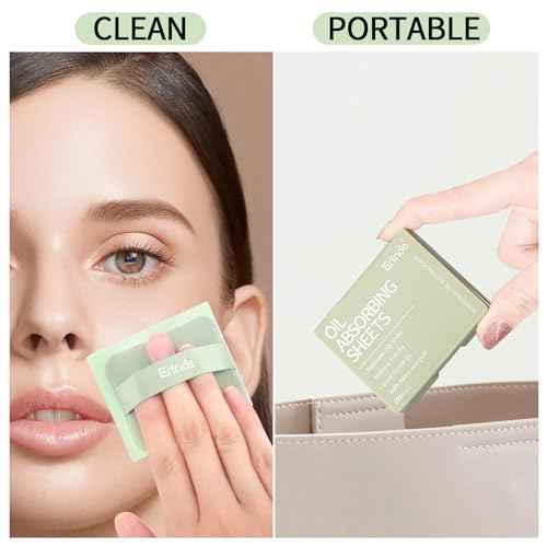 Erinde Oil Blotting Sheets for Face with Mirror and Puff, 300 Sheets Oil Blotting Paper for Oily Skin, Face Oil Absorbing Sheet, Natural Oil Control Film, Absorb Excess Oil, Makeup Friendly