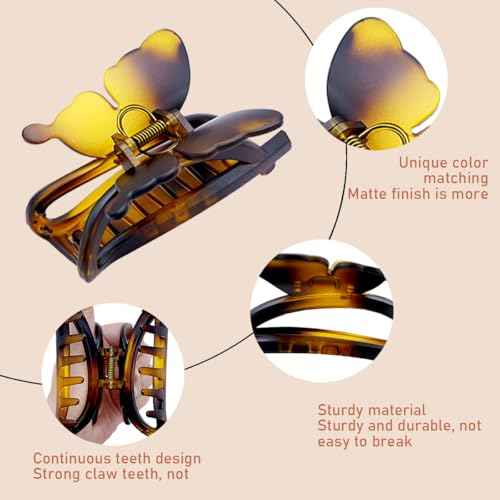 Butterfly Hair Clips,large butterfly hair clips 4.4 inch Nonslip Strong Hold Claw Clips for Women and Girls, large hair clips for thick hair Accessories for Women and Girls Gift£¨4PCS£©
