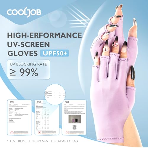 COOLJOB Anti-UV Gloves for Nail Lamp - UPF 50+ Fingerless Manicure Gloves