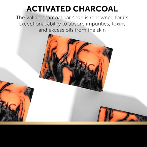 VALITIC Charcoal Kojic Acid Turmeric Black Soap for Dark Spots 4 Pack 3.52oz each