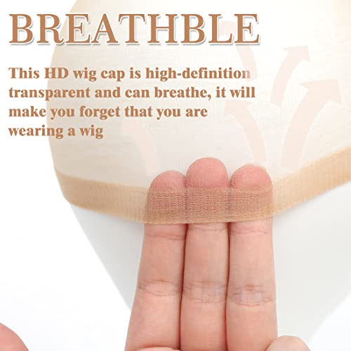 Transparent HD Wig Cap 10 Pcs Thin Breathable Nylon for Women, Natural Fit