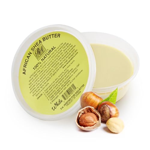 RA COSMETICS 100% Pure Shea Butter, Ivory - 8oz | 100% Pure and Natural Body Butter for Radiant Skin | Ultra-rich Moisturizer for Dry Skin, Stretch Marks, Wrinkles and Blemishes - Sourced from Ghana