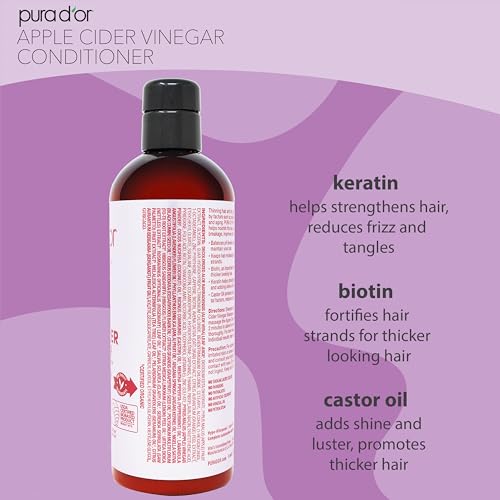 PURA D'OR Apple Cider Vinegar Thin2Thick Volumizing Conditioner, 16 oz