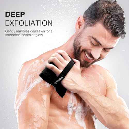 Yiclick Exfoliating Body Scrubber Exfoliator 2 Pack - Exfoliating Sponge, Shower Bath Sponge Loofah with Handle, Body Scrub Lufas Washcloth Net Brush, Dead Skin Remover for Body(Rectangle)