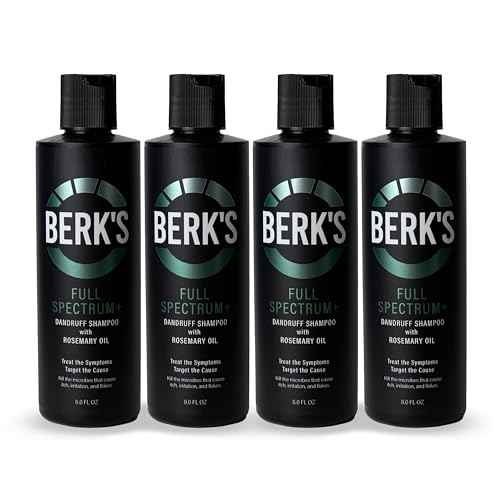 Berk's Full Spectrum Dandruff Shampoo with Coal Tar, Salicylic Acid, Sulfur, and Rosemary Oil, 8 Fl Oz (4-pack)