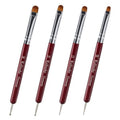 SIMPOR 4-Piece Dual Ended French Tip Nail Brush Set with Dotting Pen