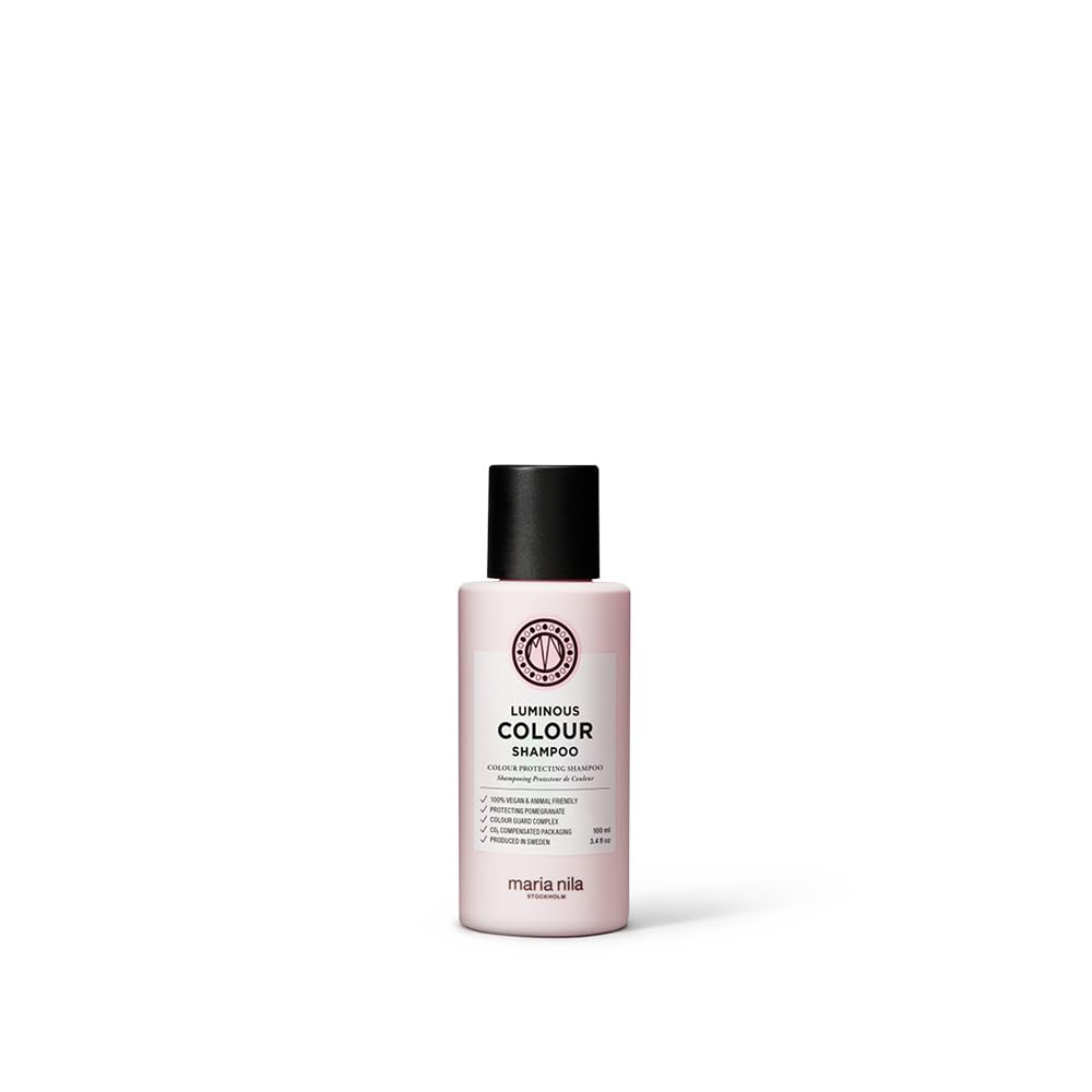 Maria Nila Luminous Colour, Shampoo 3.4 Fl Oz, Reduces Colour Loss from Washing, Pomegranate Counteracts Dehydration, 100% Vegan & Sulfate/Paraben free