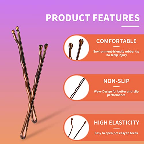 Brown 2 Inch Premium Bobby Pins - Secure Hold, Pain-Free Hair Clips with Storage Case