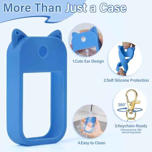Silicone Case for Touchland Hand Sanitizer Spray 1FL OZ/30ml ? Cute Pet Ear Design with Portable Keychain(Purple + Light Blue + Yellow)