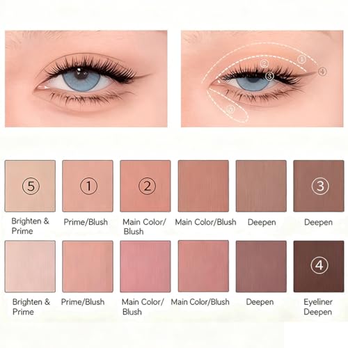 12 Color Eye Shadow Palette Matte Shimmer Eyeshadow Palette with 8 Soft Brushes Blendable Eye Shadow for Women Makeup Palette
