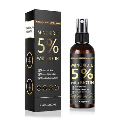 5% Minoxidil Hair & Beard Growth Spray with Biotin for Men & Women, Hair Regrowth, Treatment for Hair Loss & Thinning, for Stronger Thicker Fuller Healthier Hair, for All Hair Types, 3.38 oz