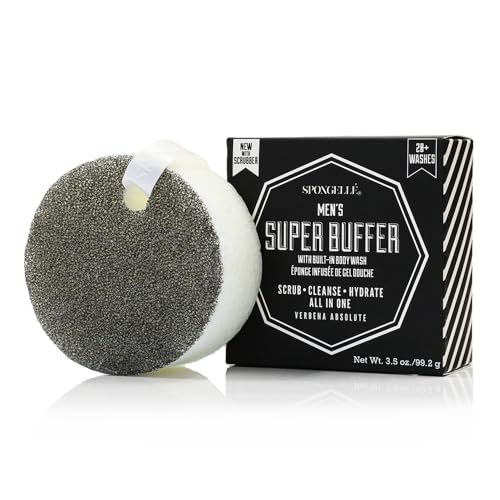 Spongellé Men's Super Buffer Exfoliating Body Scrubber | 20+ Washes