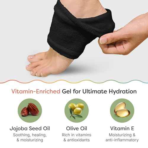 ZenToes Moisturizing Socks for Cracked Heel Treatment, Vitamin E, Olive Oil and Jojoba Oil Heel Socks, Stocking Stuffers for Women, Spa Self Care Gifts for Women (Fuzzy Black, Regular)