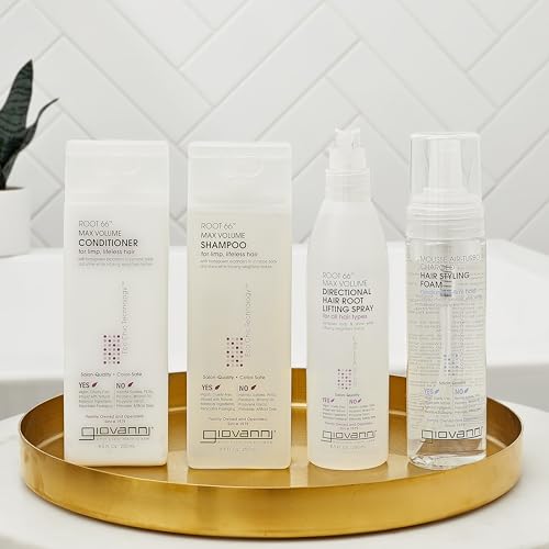 GIOVANNI Eco Chic Root 66 Max Volume Spray, 8.5 oz. - For Fine Lifeless Hair, Pro-Vitamin B5, Horsetail Extract, Sea Salt, Kiwi, Lauryl & Laureth Sulfate Free, No Parabens, Color Safe