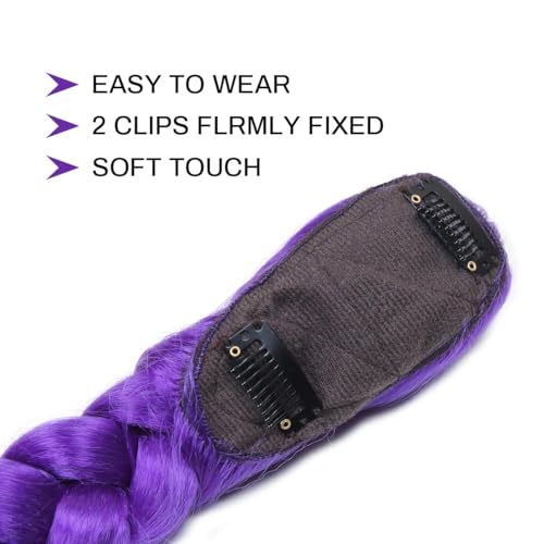 26 Inch Pre-Stretched Purple Braided Ponytail for Braids - Youth & Adult