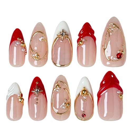 Rouge ?toile Bold Elegant Star-Shaped Wearable Nails (10-Piece Set), Acrylic/UV Gel Press On Nails for Holiday Celebrations, Parties & Shiny Nail Looks (Multicolor, M)