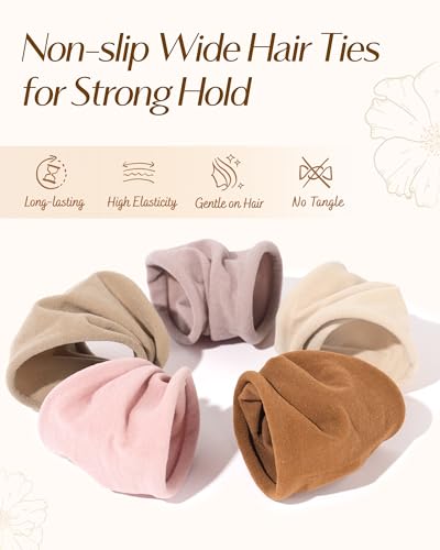YANIBEST Classic Seamless Nylon Hair Ties for Strong Hold, No Crease - Medium Thick Hair