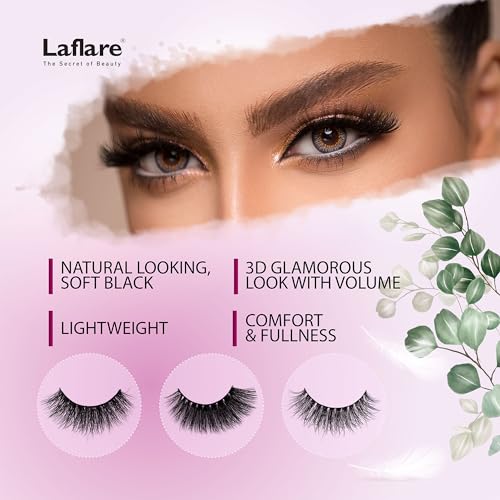 Laflare 100% Real Mink Lashes, 3D NY Mink Eyelashes, Hand-Rowing Natural Long Wispy False Lashes for Luxury Makeup, Natural, Light,Trendy, Reusable (NY45, VALUE PACK)