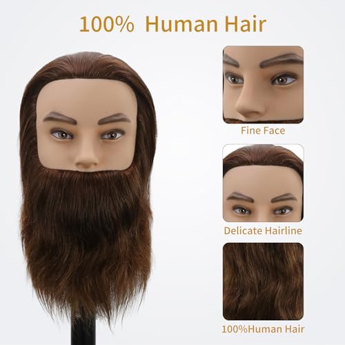 Male Mannequin Head 100% Human Hair Barber Training