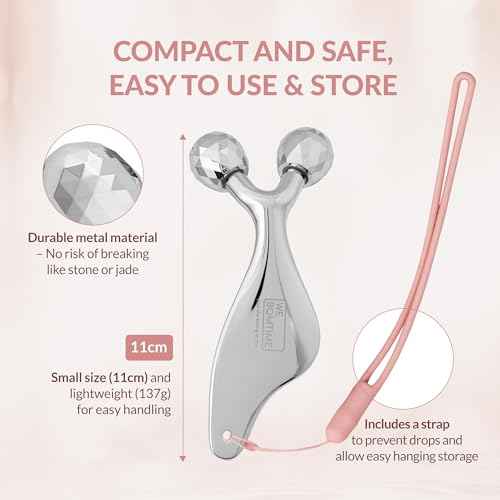 2-in-1 Face Roller and Gua Sha Tool with Strap and Gift Pouch for Face Neck and Eye for Puffy Eyes ? Cooling Facial Massager for Jawline Sculpting and Self Care