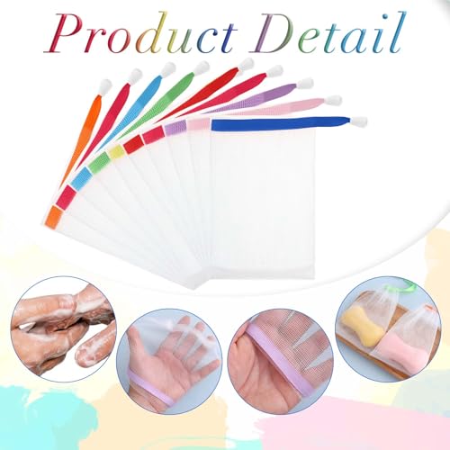 Mesh Soap Bags with Foaming Net - 10 Pack + 2 Bonus