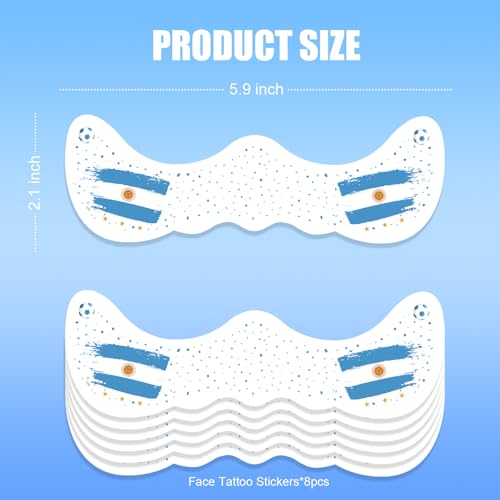 VXZ Blue & White Soccer Fan Face Tattoos - Waterproof Temporary Stickers for Game Day