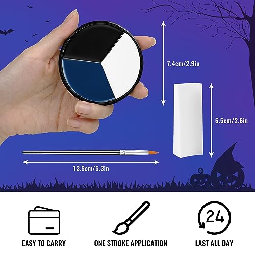 White Black Blue Face Paint Kit with Sponge & Brush
