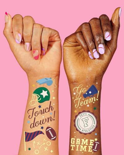 xo, Fetti Football Temporary Tattoos - 64 Gold Foil Designs