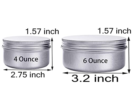 6 Oz Aluminum Screw Lid Containers - 6 Pack