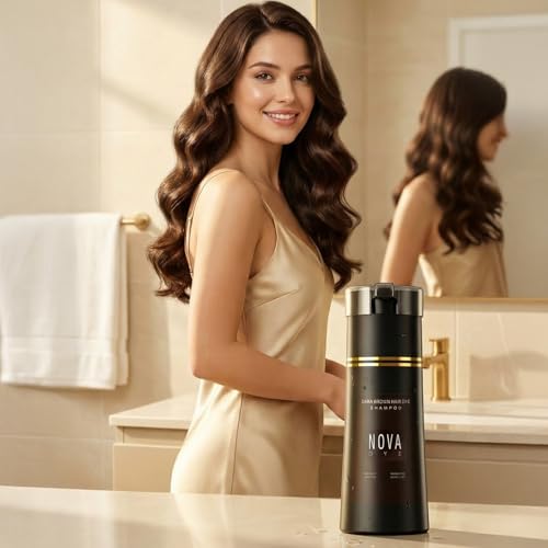 Dark Brown Hair Dye Shampoo - 100% Gray Coverage, 3-in-1 Formula