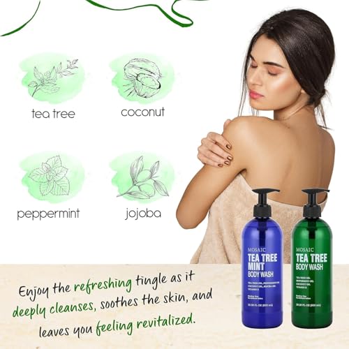 AnatoliaDaphne Tea Tree Body Wash and Shower Gel with Vitamin E for Jock Itch, Eczema, Ringworm, Body Odor, Body Wash Women & Men with Added Body Oils,LARGE 20.2 FL Oz Bottle (Tea Tree, Pack of 3)