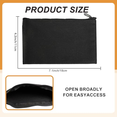 84 Pcs Canvas Zipper Makeup Bags with Zipper Black Bulk Pencil Pouches Blank DIY Craft Canvas Cosmetic Bag Pouch for Makeup Toiletry Stationary Storage Travel