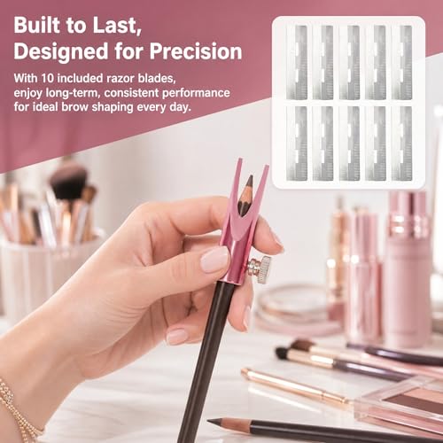 Duckbill Eyebrow Pencil Sharpener Tool with 10 Blades for Precision Shaping