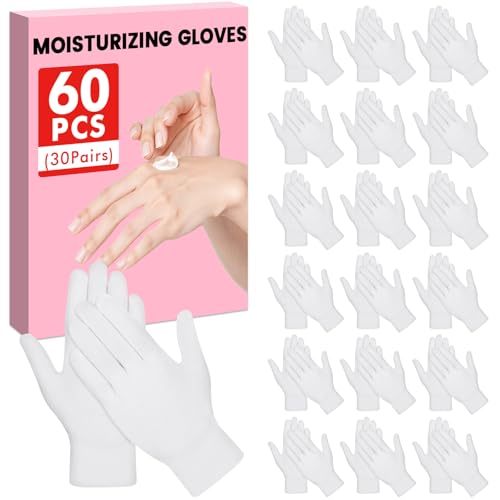 UGODAR White Cotton Moisturizing Gloves for Dry Hands & Eczema (60 Pcs)