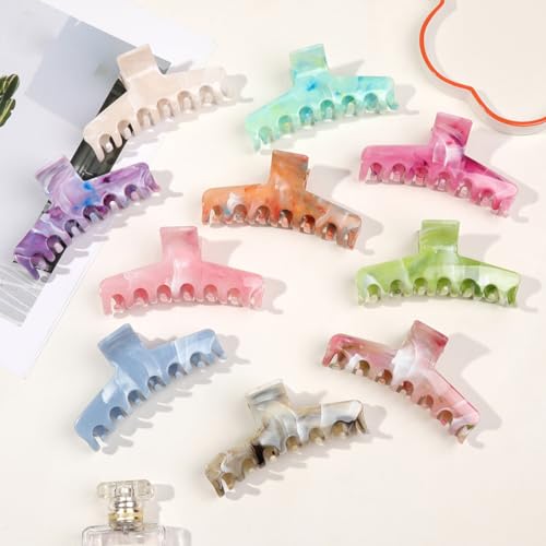 Marble Claw Hair Clips - 7-Teeth Non-Slip Strong Hold (4-Pack)