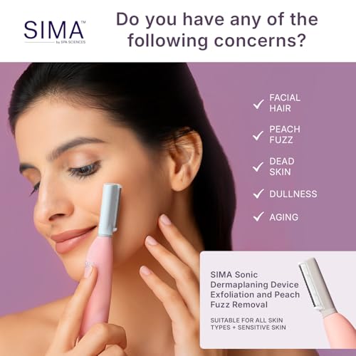 SPA SCIENCES SIMA Dermaplaning Tool – Painless Facial Exfoliation & Hair Removal