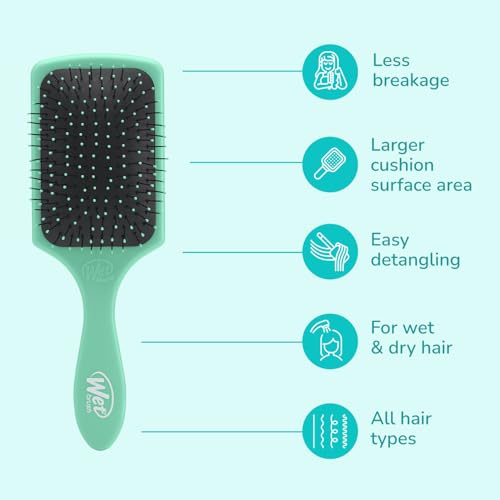 Wet Brush Paddle Detangler Hair Brush, Amazon Exclusive Aqua, Ultra-Soft IntelliFlex Bristles with AquaVent Design, Great For Treatment & Mask Application, Women, Men, Wet, Dry and Damaged Hair