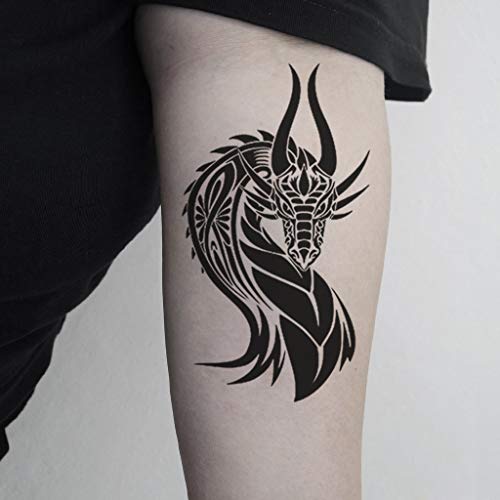 6 Sheets Black Flying Dragon Claw Totem Arm Body Art Temporary Tattoo Stickers Fake Tattoos That Look Real and Last Long