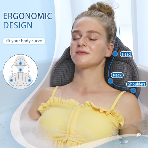 Bath Pillow for Tub with 4D Mesh & Ergonomic Support