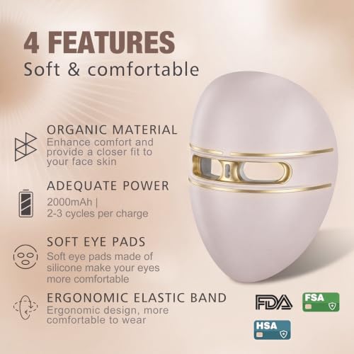 FSA Red Light Therapy Mask for Face – Rechargeable LED Skin Rejuvenation