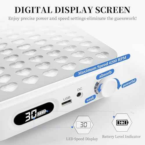 ANGNYA Nail Dust Collector with Lamp,Vacuum Fan Rechargeable Dust Collector with Dust Brush Powerful Brushless Dust Collector for Acrylic Gel Nail Polishing, Perfect for Salon Home Use