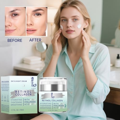 Retinol Firming Face & Neck Cream with Collagen and Hyaluronic Acid ? Anti-Aging Moisturizer for Wrinkles, Lifting & Hydration for Men & Women, 1.7 Fl Oz
