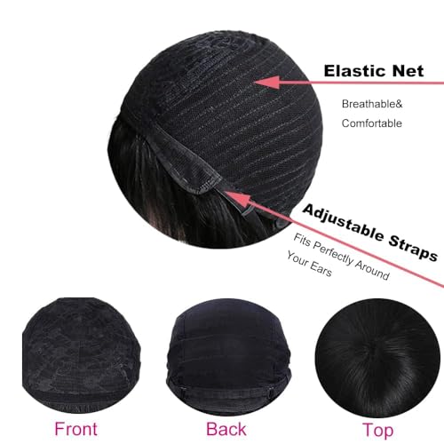 CORDELIA Glueless Wigs Human Hair with Bangs Straight Human Hair Wig with Bangs 150% Density None Lace Front Wigs for Black Women 22inch