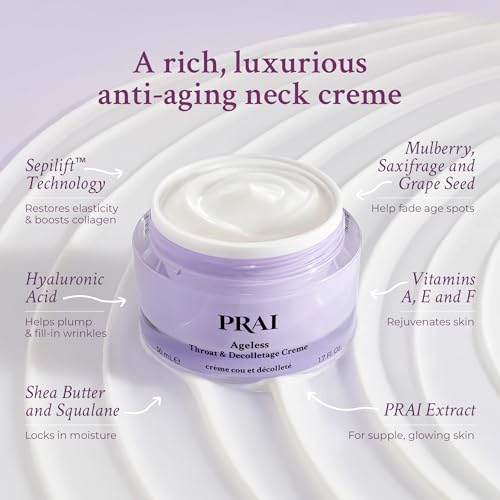 PRAI Neck Creme for Tightening & Firming Beauty | Neck Firming Cream That Boosts Elasticity | Cruelty & Paraben-Free Vegan Neck Tightening Cream | Neck and Chest Firming Cream With Hyaluronic Acid