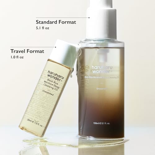 HARUHARU wonder Black Rice Moisture Cleansing Oil, Travel Size, Double Cleansing, Daily Makeup remover, Pore Oil Cleanser, Korean Skincare, Non-comedogenic, Vegan, 1.0 fl oz
