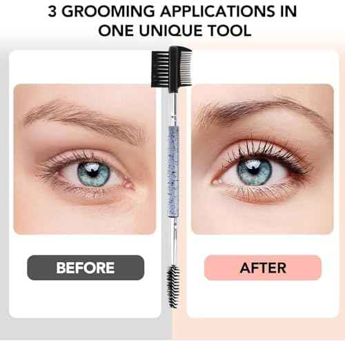 3 Head Eyebrow Eyelash Shaper Eyelash Comb Double Head Brush Makeup Grooming Tool cosmetic with 3 Different Spoolie Brushes for Separating Lashes, Eliminating Mascara Clumps, Grooming and Shaping Brow